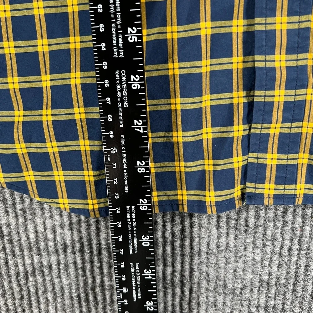 Banana Republic Shirt Mens Medium Blue Gold Check Long Sleeve Button Down